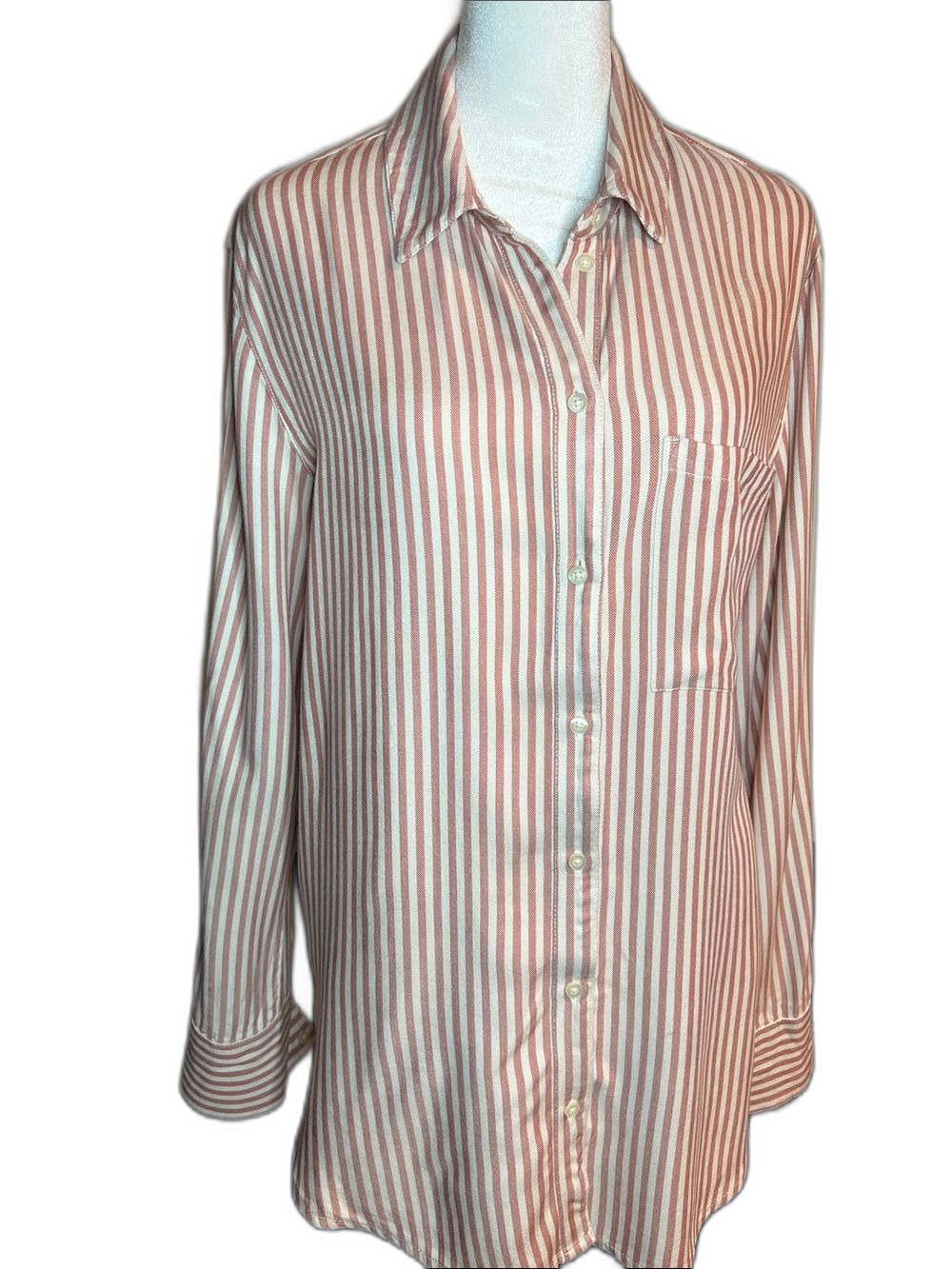 Treasure & Bond Pink and White Striped Button-Up Shirt Size S